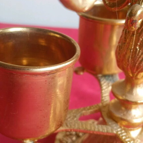 Pentakero Artoklasias candleholder, gold-plated brass, vintage