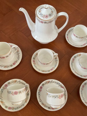 Σετ τσαγιού Royal Albert Paragon Belinda, 6 φλιτζάνια με πιατάκια, ψηλή τσαγιέρα και γαλατιέρα