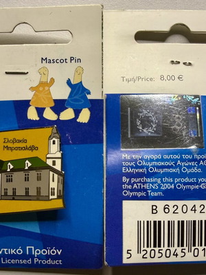Ολυμπιακοί Αγώνες Αθήνα 2004 Σλοβακία Μπρατισλάβα καρφίτσα περιορισμένης έκδοσης καινούργια
