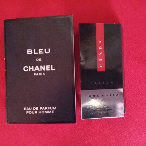 Bleu de Chanel Eau de Parfum Pour Homme tester 1.5 ml and Prada Luna Rossa Carbon tester 1.2 ml