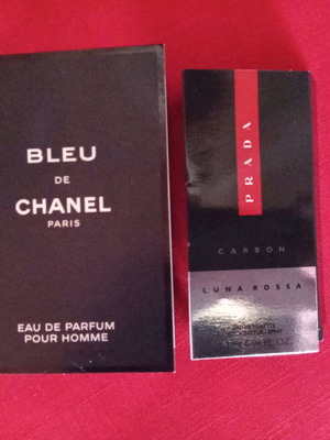 Δείγματα αντρικών αρωμάτων Bleu de Chanel και Prada Carbon Luna Rossa καινούργια