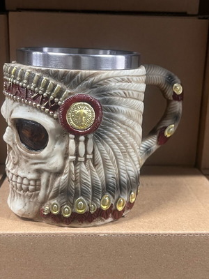 Indian Skull Mug new with stainless steel interior