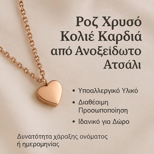 Heart necklace in rose gold stainless steel made to order
