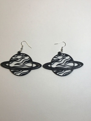 Saturn Planet Earrings new, black