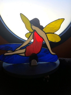 Fairy lamp like new handmade with stained glass