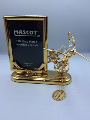 Vintage Crystal Delight Mascot USA photo frame gold plated 24k