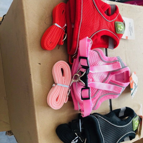 Net Dog Harness with S Guide for 1-2.5 kg, Red Pink Black, New