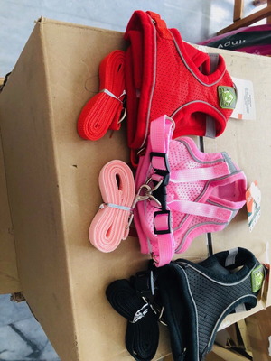 Net Dog Harness with S Guide for 1-2.5 kg, Red Pink Black, New