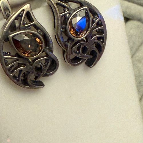 Silver earrings with Swarovski crystal new, multicolor