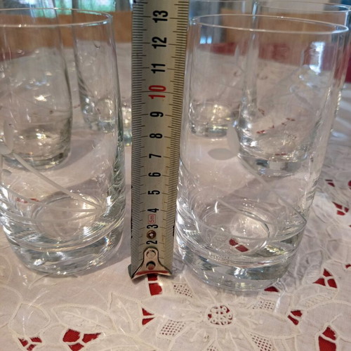 Vintage crystal water glasses set of 6 like new with matte engraving