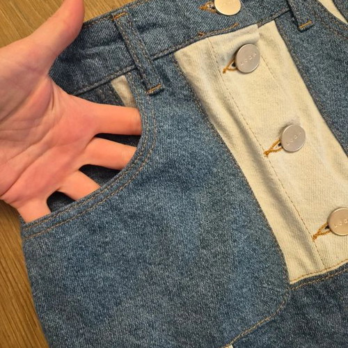 Les Coyotes de Paris Denim Patchwork Skirt W27, new with tags
