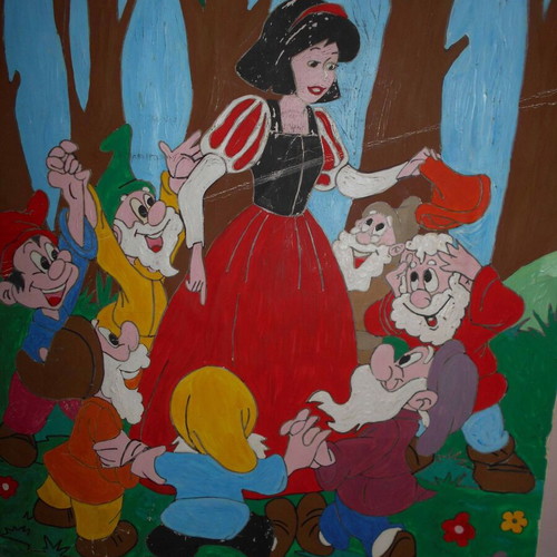 Large surface painting and frame used