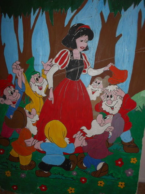 Large surface painting and frame used