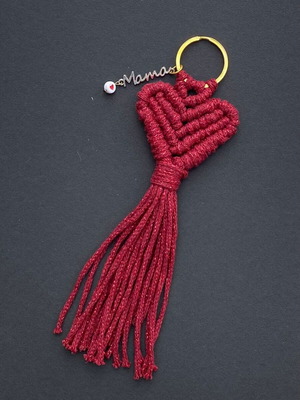 Keychain Heart for Mom burgundy iridescent new