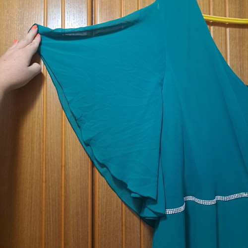 Happy Sizes green plus size jumpsuit with ruffle and rhinestones