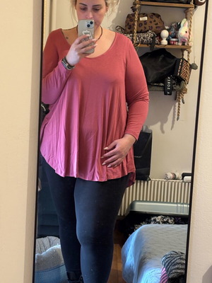 Mat blouse like new, pink, XXL with longer back