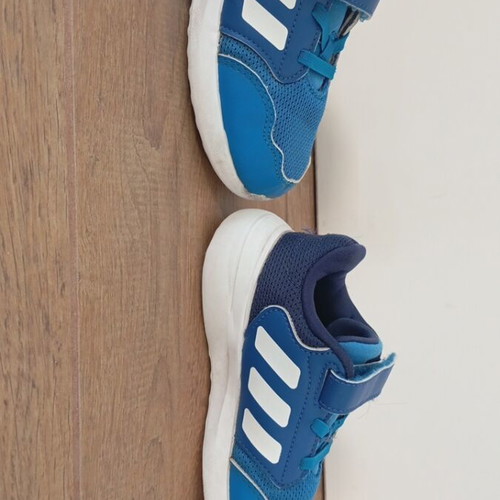 Adidas athletic shoes, blue, size 26
