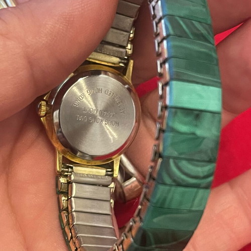 Gemtime women's watch with malachite vintage used, elastic band
