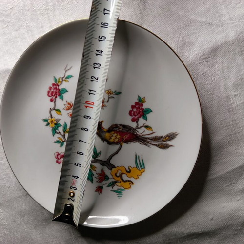 Ionia dessert plate like new with floral design and peacock 16.5 cm