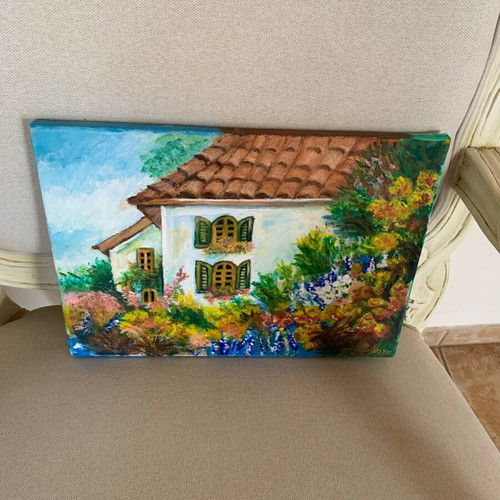 Artwork handmade painting on cardboard 36x25 cm