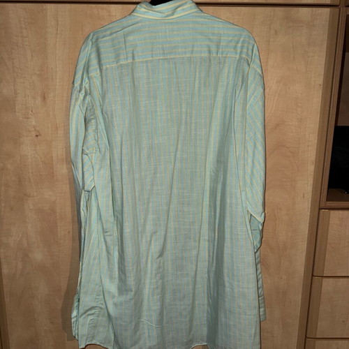 Makis Tselios men's striped shirt XXL like new, green turquoise