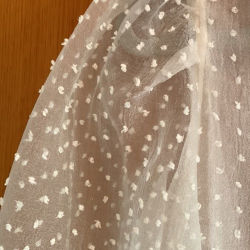 Sheer polka dot shirt with puffed 3/4 sleeves Stradivarius like new, white