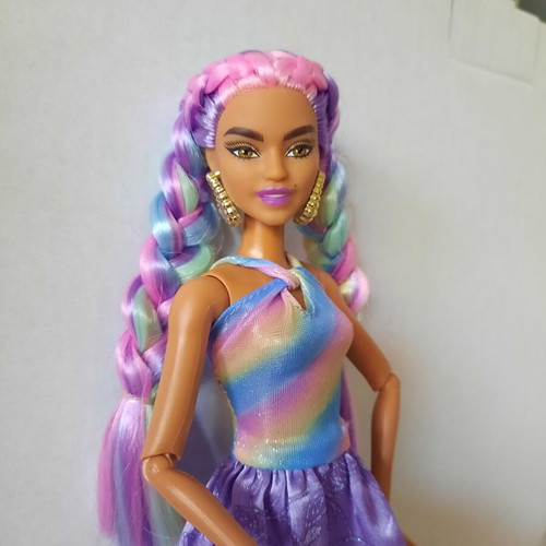 Barbie Extra #5 Rainbow Braids doll used, articulated body