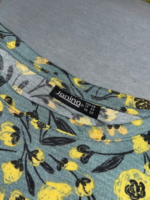 Khaki dress with yellow floral pattern like new