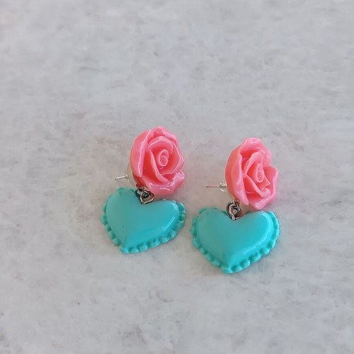 Plastic handmade earrings like new with box now