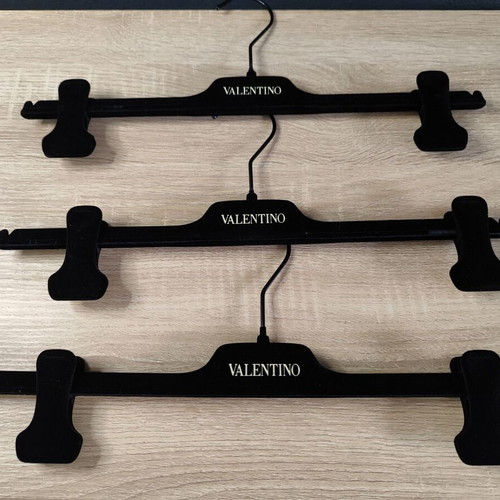 Valentino Clothes Hangers used, set of 9, black velvet