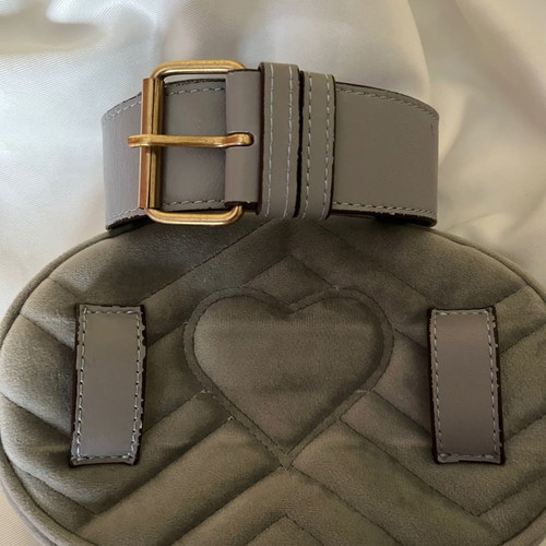 Suede belt bag with leather strap like new, grey-blue