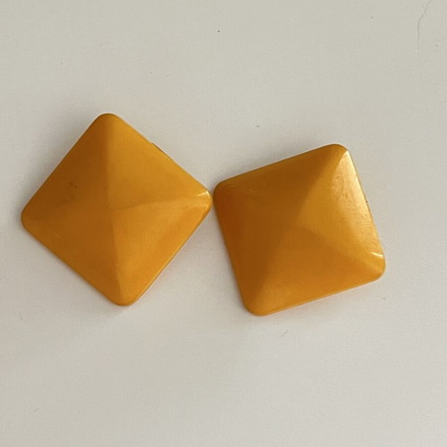 Vintage Atelier clip-on earrings, yellow mustard