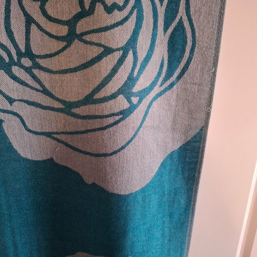 Green floral scarf used with silver pattern