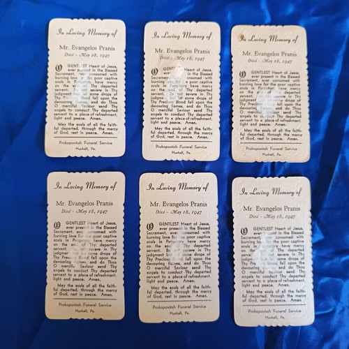 Prayer mourning cards used, set of 6 collectible religious