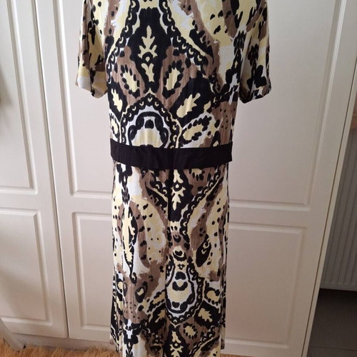 Frank Walder women's summer sleeveless viscose dress like new, brown shades