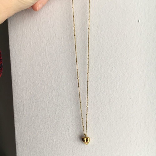 Reve Jewel Puffy Heart Necklace like new, 925 silver, 18K gold plated