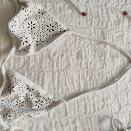 White swimsuit with bronze broderie lining Patrizia Pepe like new, size M