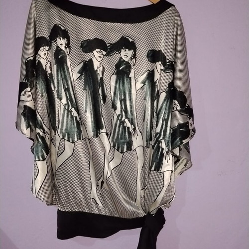 Zara satin blouse like new with black and white print, size S