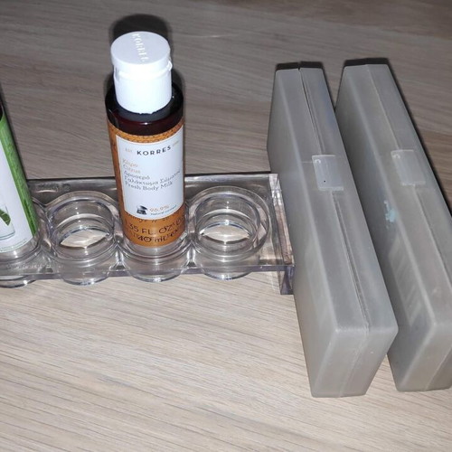 Korres Plexiglass transparent cosmetic and amenities holder used