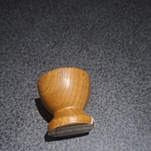 Vintage wooden egg cup Tajimi Pottery Ltd sample Japan