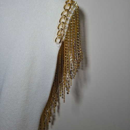 Celestino White Ribbed Sleeveless Top like new with Gold Details Size Medium