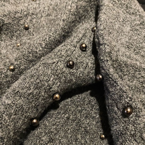 Stradivarius oversized sweater with embroidered silver pearls like new, gray