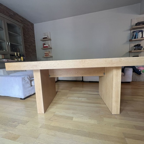 Wooden dining set with 6 chairs used, solid oak table