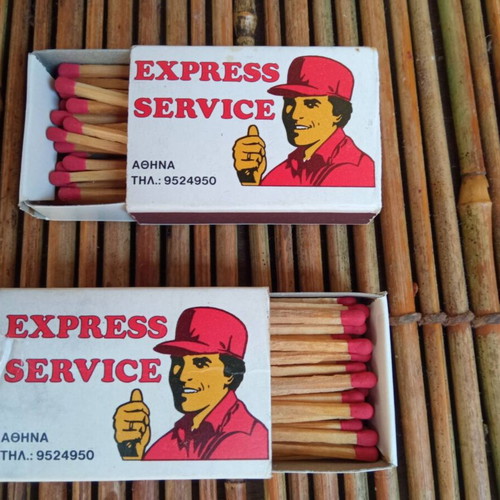 Vintage Express Service Advertising Matchboxes set of 2 used