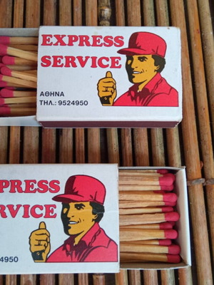 Vintage Express Service Advertising Matchboxes set of 2 used