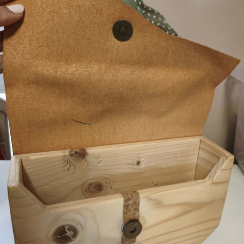Women's handbag wood, cork and leatherette, like new