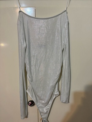 Pink Woman long-sleeve silver bodysuit new, size XS
