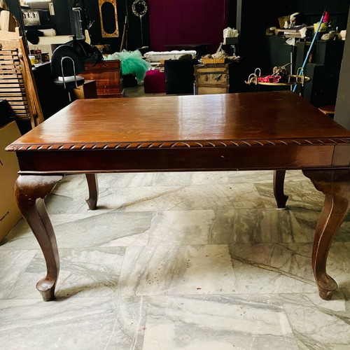 Wooden antique carved dining table with lion legs used