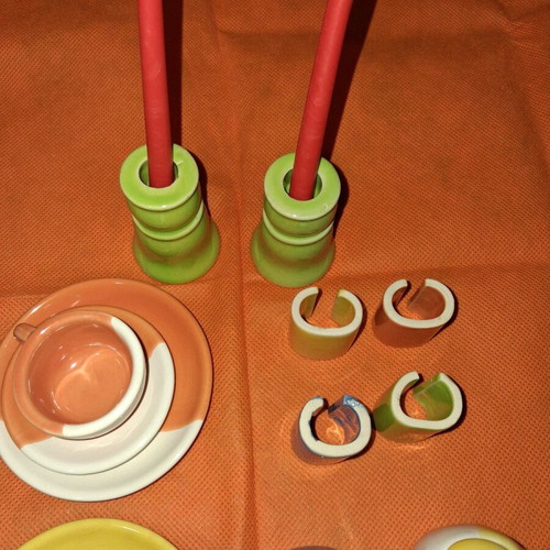 Children's porcelain miniature tea set used, 21 pieces, vintage