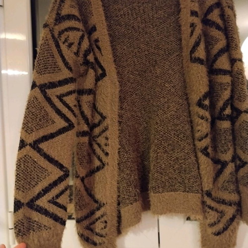 Ζακέτα σαν καινούργιο, μαλλιαρή, one size, μαύρο και καφέ